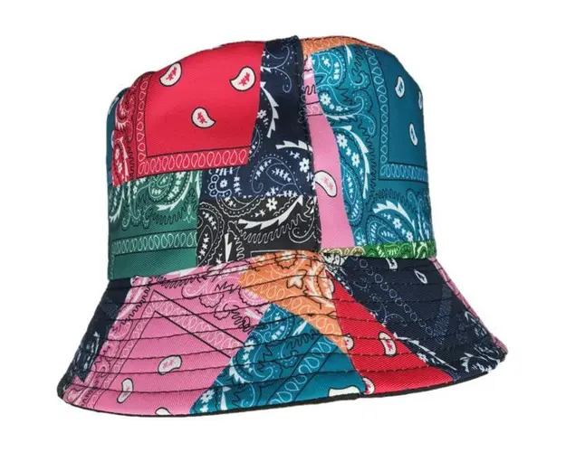 Palarie de soare copii, multicolor, imprimeu patrat, 50-54 cm