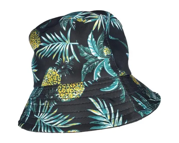 Palarie de soare copii, negru, imprimeu ananas, 48-50 cm