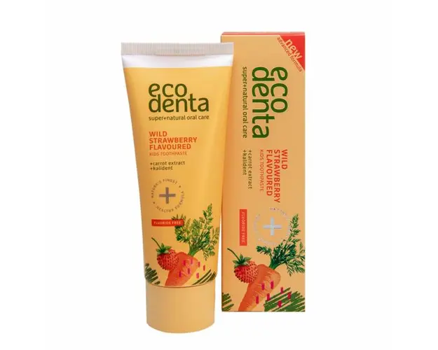 Pasta de Dinti pentru Copii cu Aroma de Capsuni si Morcov Ecodenta, 75 ml