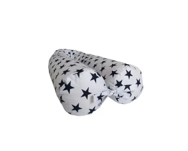 Perna gravide multifunctionala 100% bumbac alb cu stelute bleomarin 160 cm x 15 cm