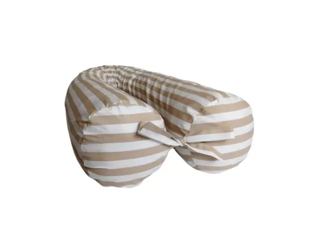 Perna gravide multifunctionala 100% bumbac alb dungi crem 160 cm x 15 cm