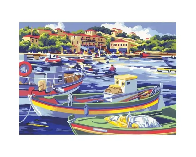Pictura creativa pe numere avansati - Barci de pescuit