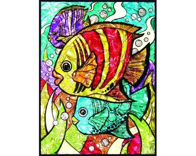 Pictura pe Numere realizata pe folie - Pesti tropicali