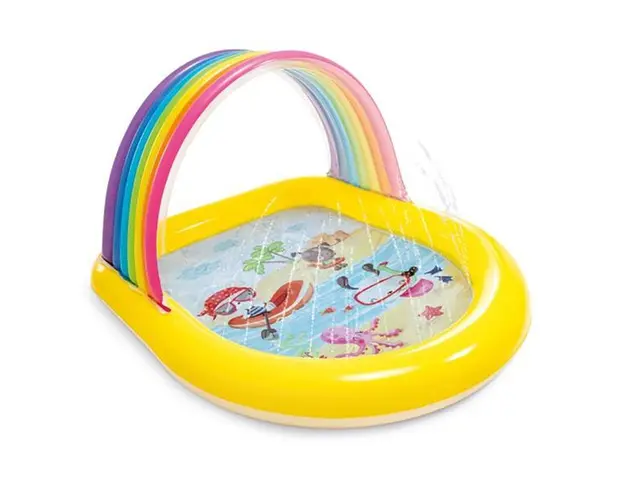 Piscina gonflabila copii, Intex, Rainbow multicolor, 147 x 130 x 86 cm, 57156