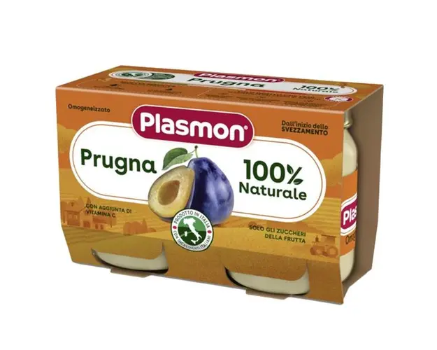 Piure de Pruna 100% Natural Fara Gluten - Plasmon, 4 luni+, 2 x 104 g
