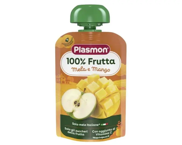 Piure Mar si Mango Fara Gluten - Plasmon 100% Frutta, 6 luni+, 100 g
