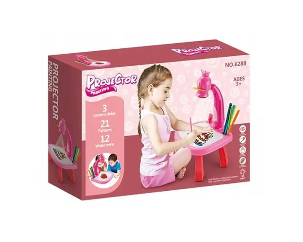 Proiector cu masuta pentru desen, roz, 7Toys