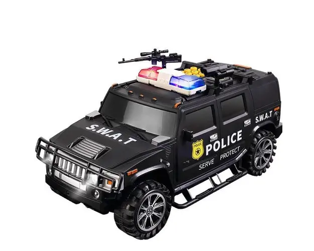 Pusculita in forma de masinuta Smart POLICE Neagra 