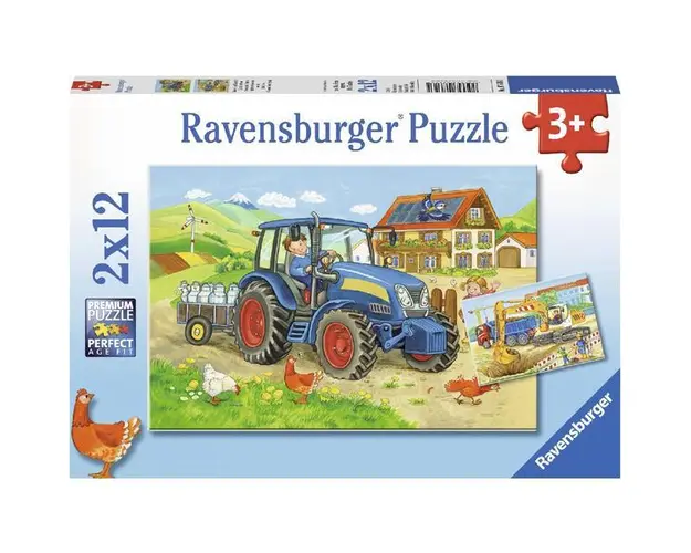 Puzzle 2x12 piese. Santier constructii si ferma