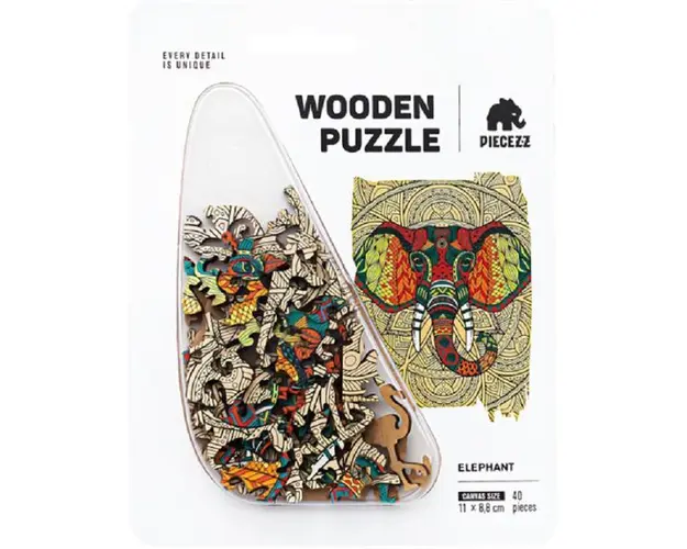 Puzzle 40 din lemn: Elefant