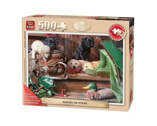 Puzzle 500 piese Puppies On The Stairs