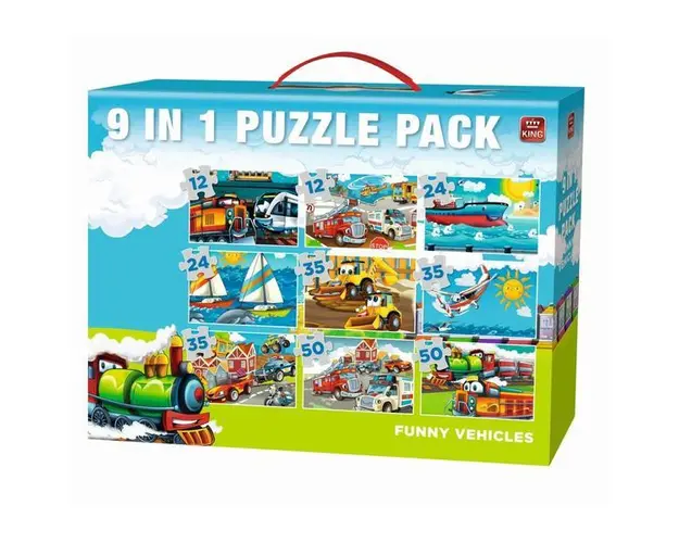 Puzzle 9 in 1, Funny Vehicules, Modelul 1
