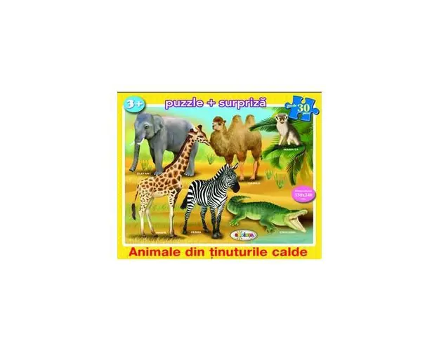 Puzzle - Animale din tinuturile calde (30 de piese) 3 ani+
