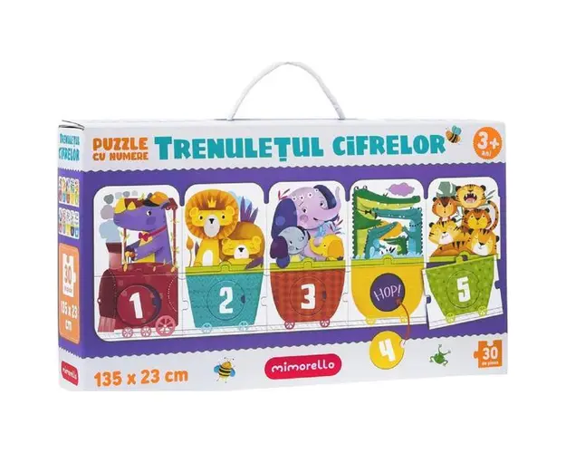 Puzzle cu numere: trenuletul cifrelor 3 ani+