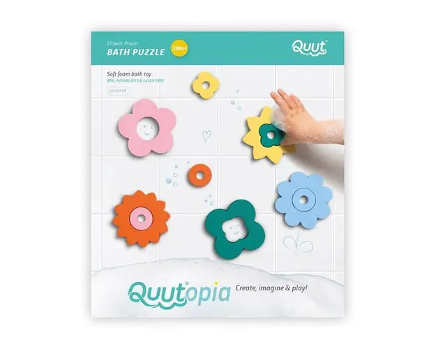 Puzzle de baie, set 10 piese, Flower power, 7Toys