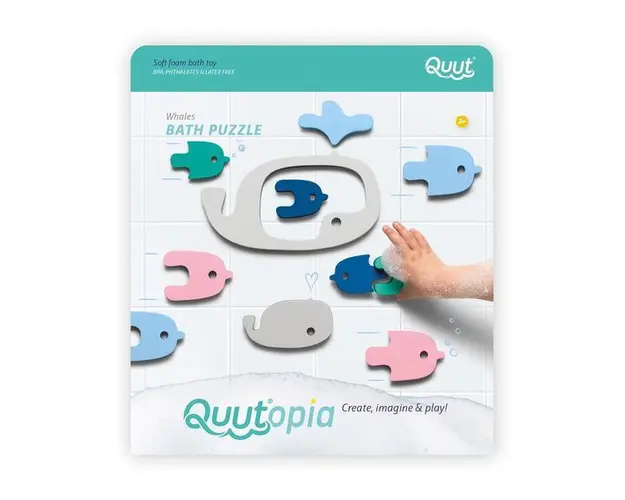 Puzzle de baie, set 11 piese, Balene si pestisori, 7Toys