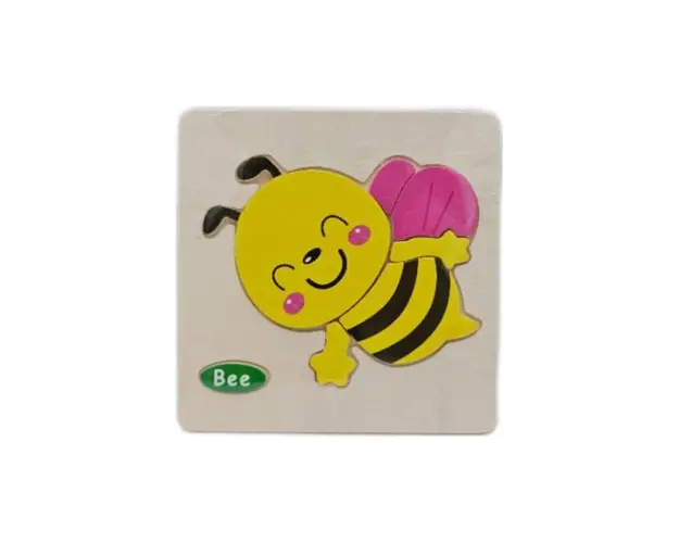 Puzzle din lemn 15 x15 cm - Albinuta, 7Toys