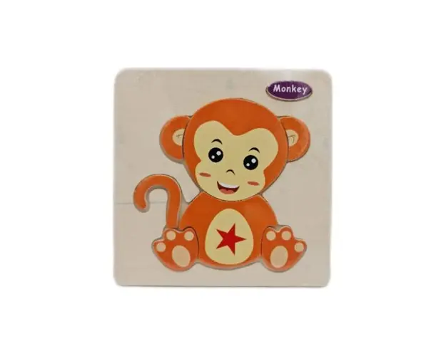 Puzzle din lemn 15x15 cm - Maimuta, 7Toys