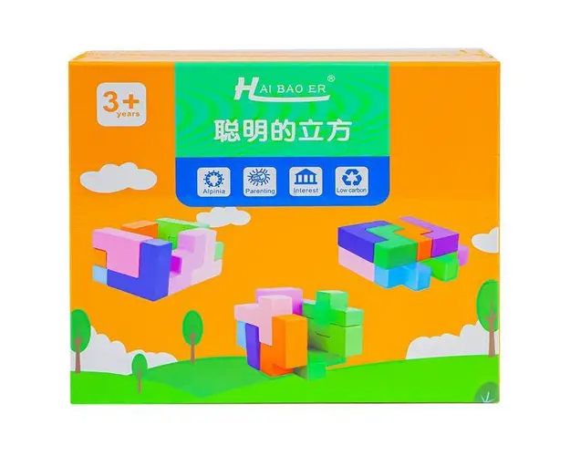 Puzzle din lemn - Forme 3D, 7Toys