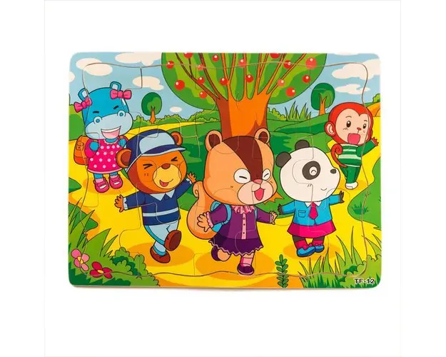 Puzzle din lemn, in drum spre scoala, 7Toys