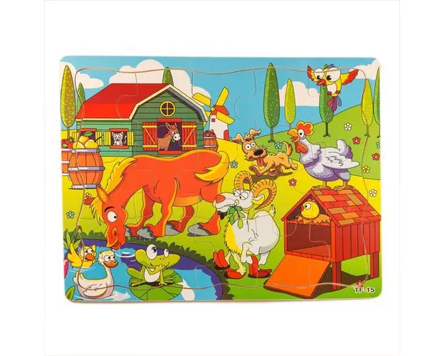 Puzzle din lemn, la ferma, 7Toys