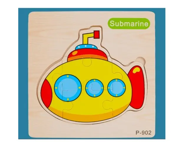 Puzzle Incastru din lemn - Submarin, 7Toys