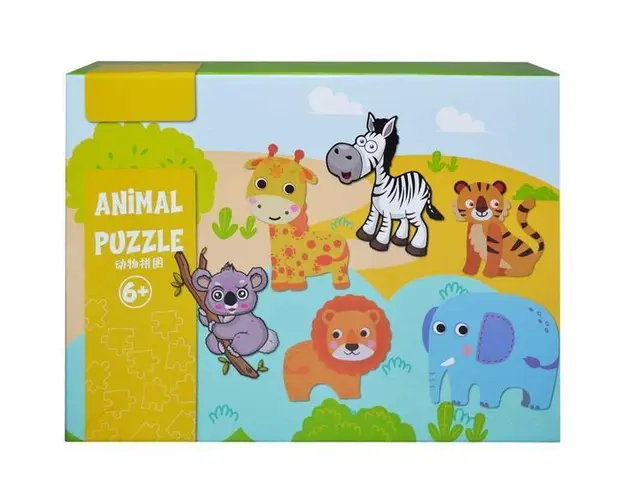 Puzzle lemn, animale/vehicule, 7Toys