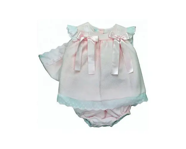 Rochie fete Angel, cu chilotel elastic si boneta, roz, 12 luni
