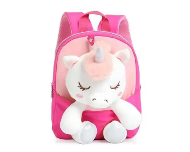 Rucsac Mini Unicorn din Plus, cu Design 3D, Potrivit pentru Copii Mici pentru Gradinita sau Scoala, PINK Smile