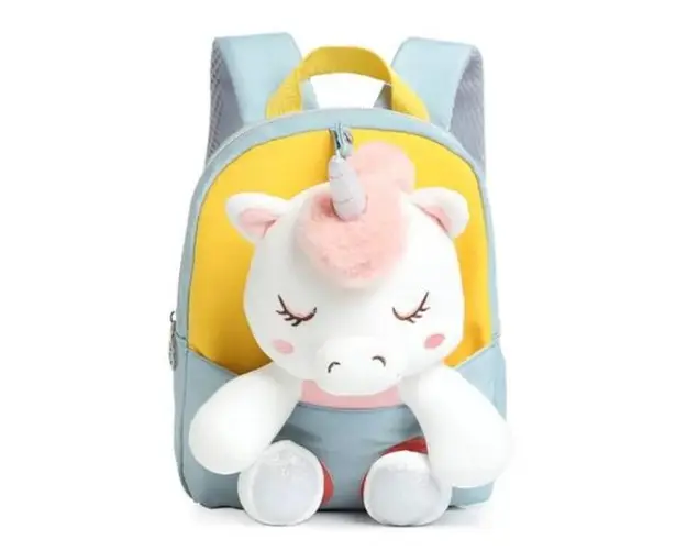 Rucsac Mini Unicorn din Plus, cu Design 3D, Potrivit pentru Copii Mici pentru Gradinita sau Scoala, Turcoaz
