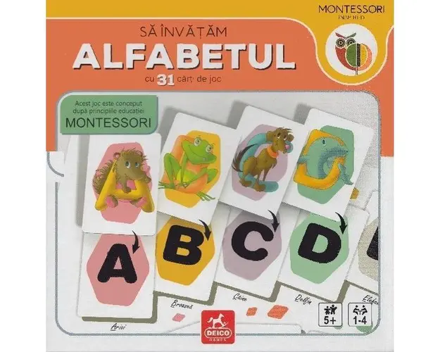 Sa invatam alfabetul cu 31 de carti de joc 5 ani+