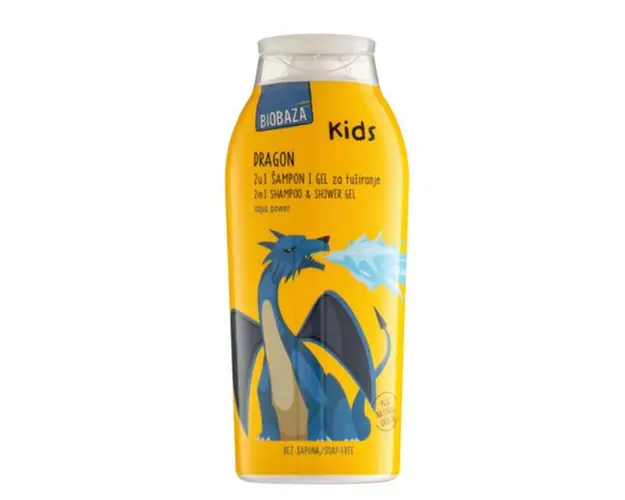 Sampon si Gel de Dus Natural pentru Copii cu Aloe Vera si Extract de Ceai Verde - Biobaza Kids Dragon 2in1 Shampoo&amp;Shower Gel, 250 ml
