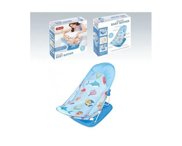 Scaun de baie bebe, cu spatar, pliabil in 3 pozitii, Bleu , RS-38930