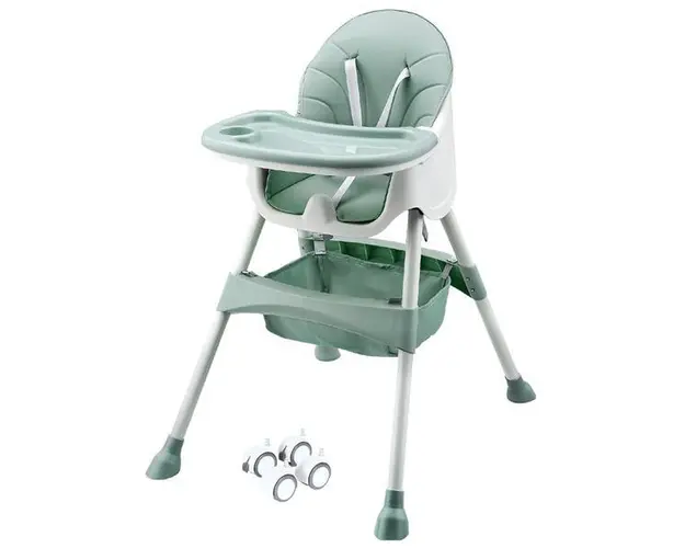 Scaun de Masa 3in1 pentru Bebelusi si Copii Teno&reg;, inaltime ajustabila, centura siguranta in 5 puncte, tavita reglabila si detasabila, loc depozitare jucarii, verde turcoaz