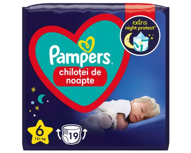 Scutece-Chilotei de Noapte - Pampers Pants Extra Night Protect, marimea 6 (15+ kg), 19 buc