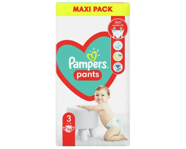 Scutece-Chilotel - Pampers Pants Active Baby, marimea 3 (6-11 kg), 56 buc