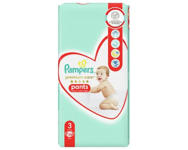 Scutece-Chilotel - Pampers Premium Care Pants, marimea 3 (6-11 kg), 48 buc