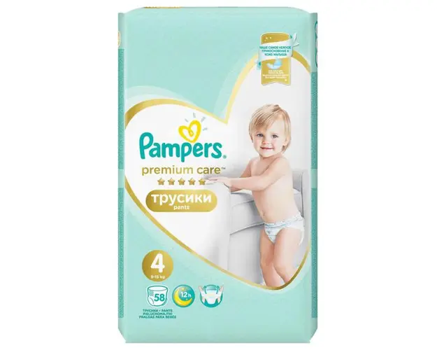 Scutece-Chilotel - Pampers Premium Care Pants, marimea 4 (9-15 kg), 58 buc