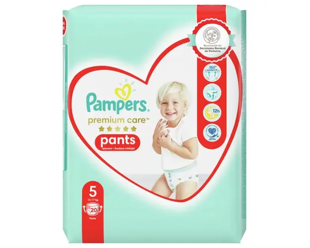 Scutece-Chilotel - Pampers Premium Care Pants, marimea 5 (12-17 kg), 20 buc