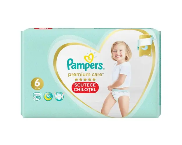 Scutece-Chilotel - Pampers Premium Care Pants, marimea 6 ( 15+ kg), 42 buc