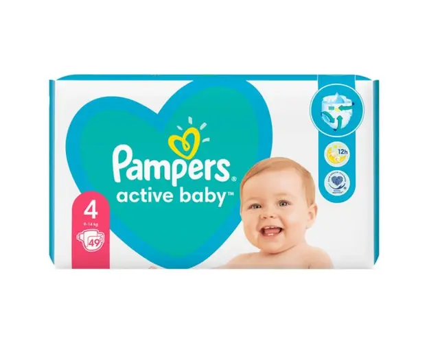 Scutece pentru Bebelusi - Pampers Active Baby, marimea 4 (9-14 kg), 49 buc