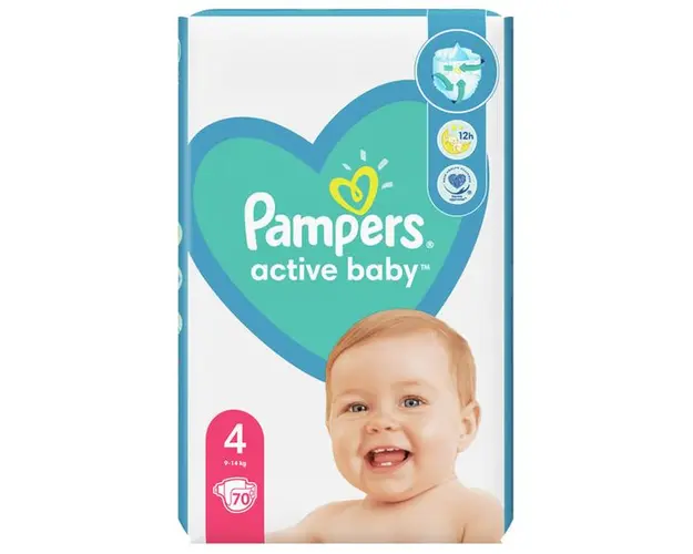 Scutece pentru Bebelusi - Pampers Active Baby, marimea 4 (9-14 kg), 70 buc