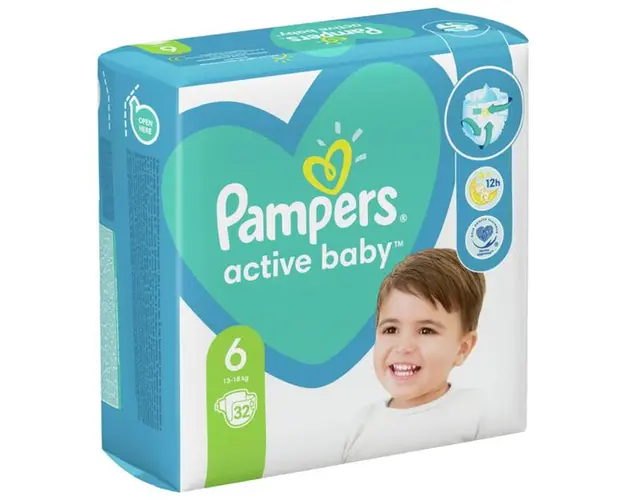 Scutece pentru Bebelusi - Pampers Active Baby, marimea 6 (13-18 kg), 32 buc