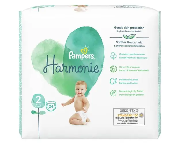 Scutece pentru Bebelusi - Pampers Harmonie, marimea 2 (4-8 kg), 24 buc