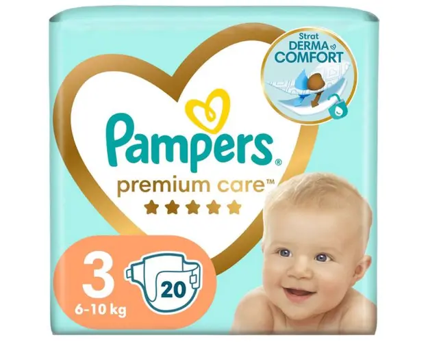 Scutece pentru Bebelusi - Pampers Premium Care, marimea 3 (6-10 kg), 20 buc