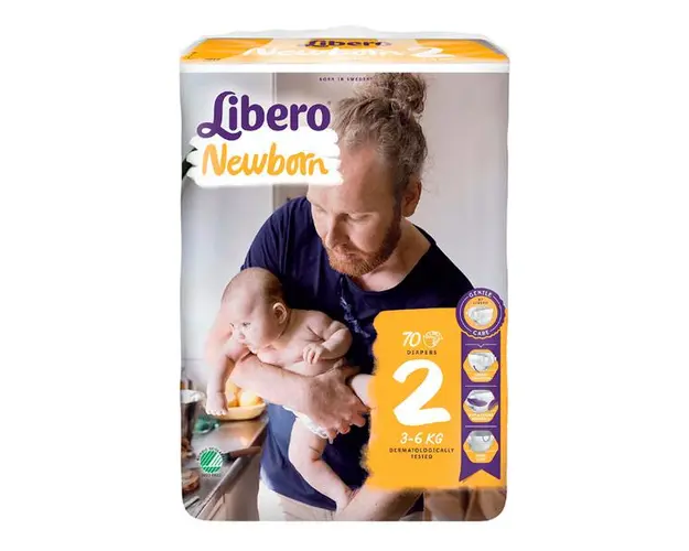 Scutece pentru Nou Nascuti - Libero Newborn, marime 2 (3-6 kg), 70 buc