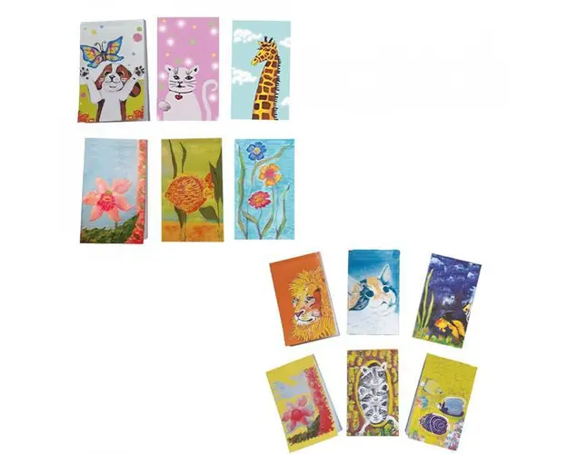 Set 12 carnetele de buzunar Animale, plante 1+2, 5 x 8,3 cm, 100 foi veline