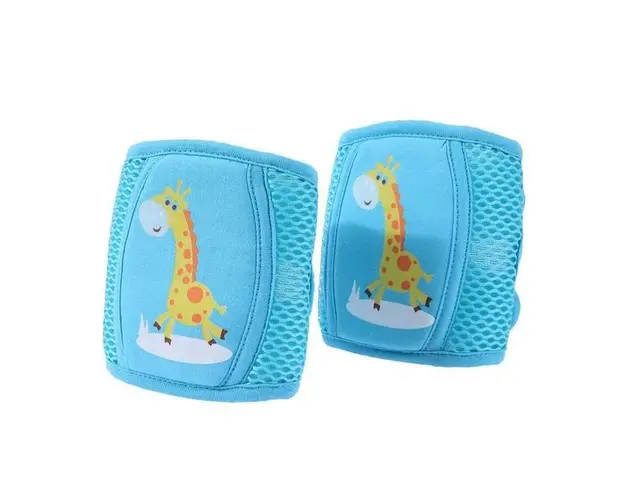 Set 2 bucati genunchiere anti-alunecare si protectie genunchi si piele bebelusi - Albastru, Girafa