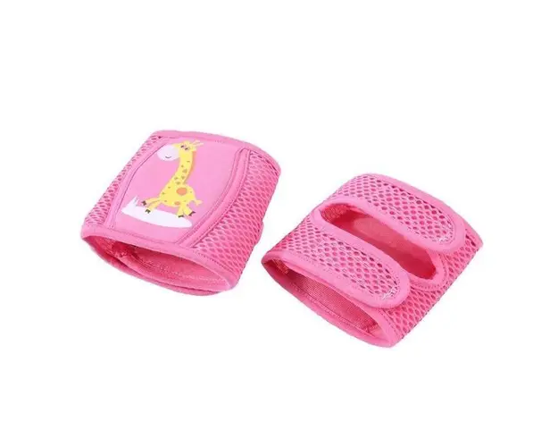 Set 2 bucati genunchiere anti-alunecare si protectie genunchi si piele bebelusi - Roz, girafa