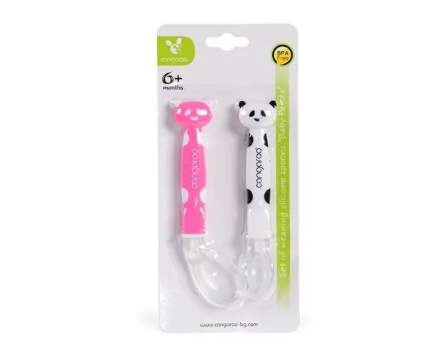 Set 2 linguri din silicon Cangaroo Panda-roz